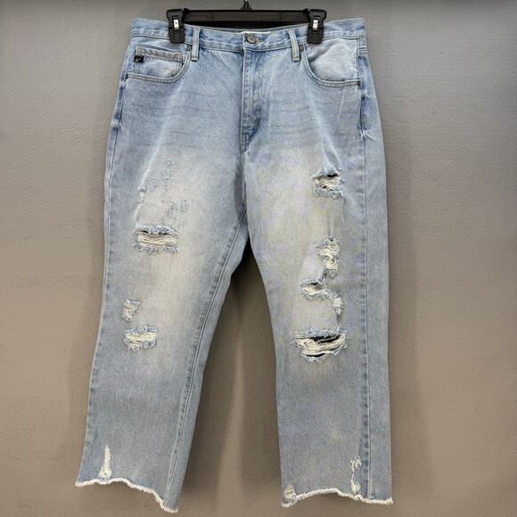 KanCan Denim - Kancan Jeans Women's 13/30 Light Blue Sierra High Rise Wide leg Distressing